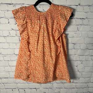 Banana Republic Smocked Yoke Cap Sleeve Blouse